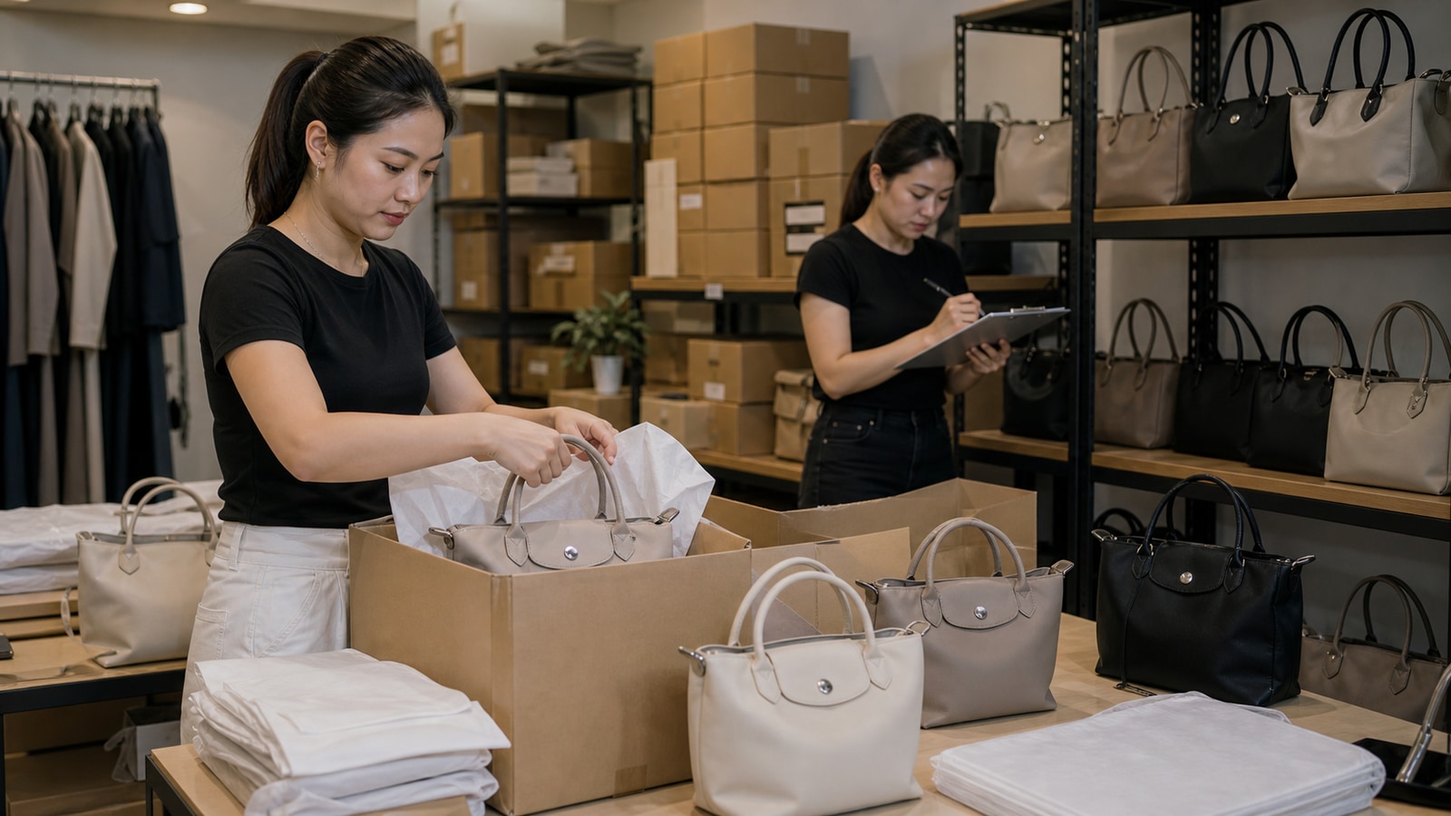 Longchamp Beri Le Pliage Gaya Monokrom Baharu